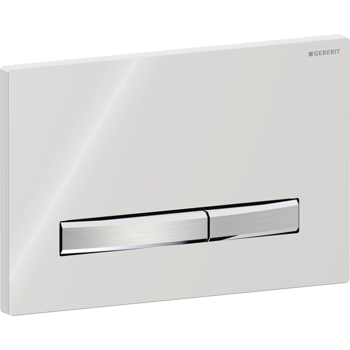 Geberit Przycisk uruchamiający Sigma50, prostokątny, spłukiwanie dwudzielne, kolor metalu chrom, Płytka montażowa, Płyta przykrywająca: chrom / Błyszczący, Przycisk: chrom / Szczotkowany, z powłoką easy-to-clean 115.788.21.2