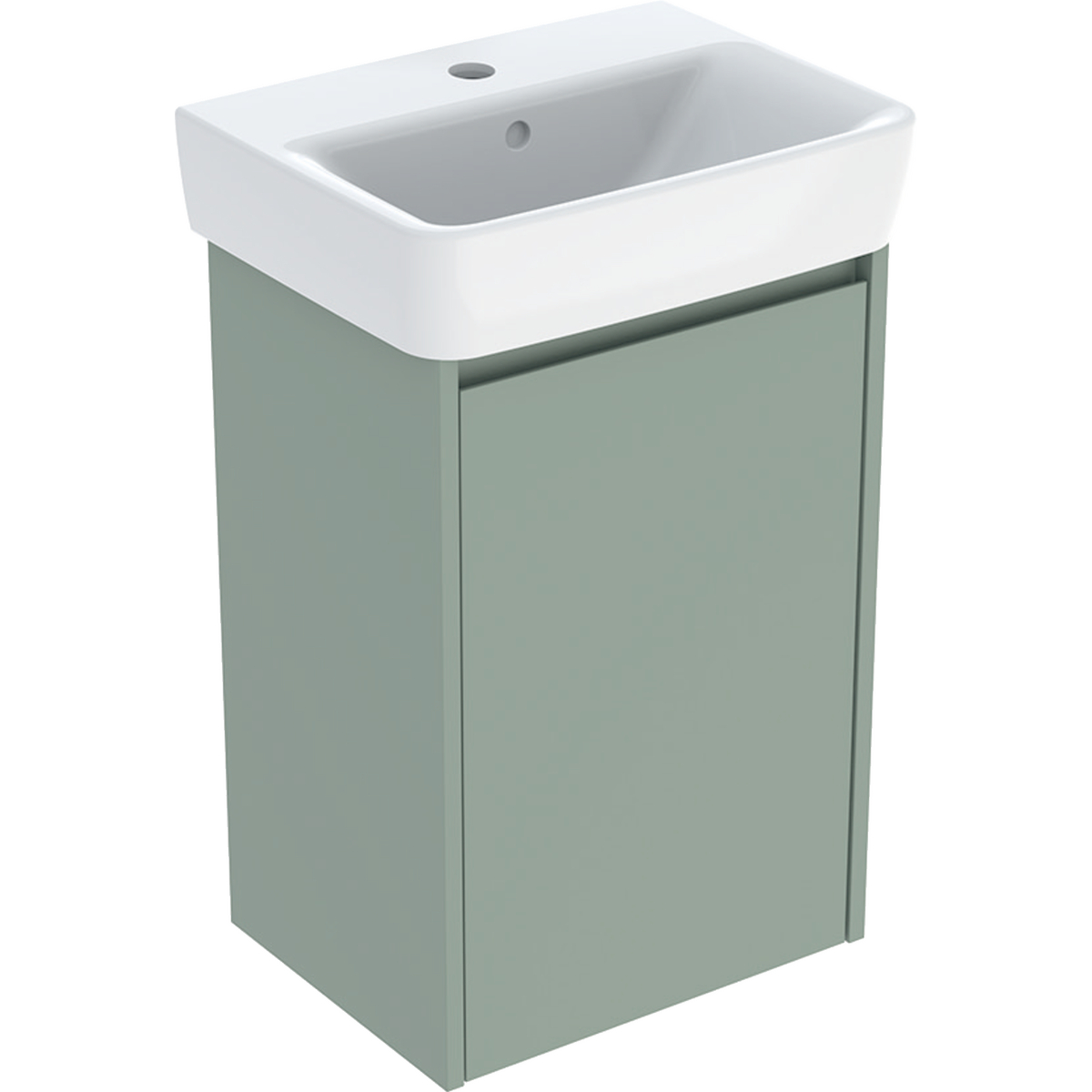 Geberit Selnova Square zestaw umywalki z szafką 45x69,7x34cm, z jednymi drzwiami, kolor szałwiowozielony, lakierowany jedwabny mat 504.131.IK.1
