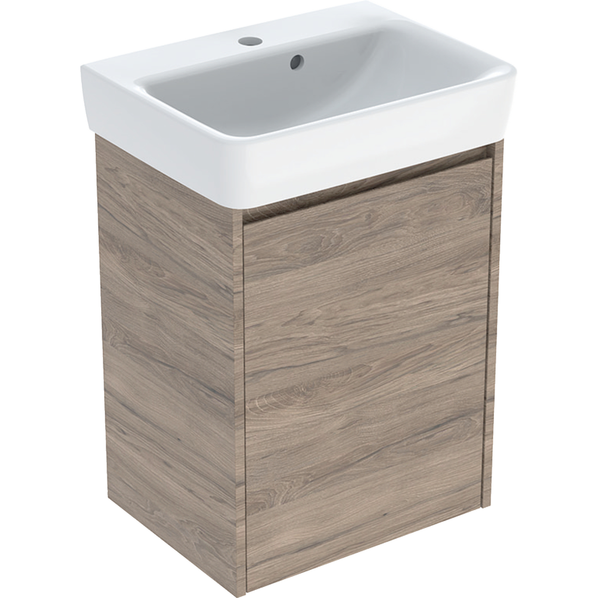 Geberit Selnova Square zestaw umywalki z szafką 50x69,7x38cm, z jednymi drzwiami, kolor orzech hickory, melaminowa struktura drewna 504.132.JR.1