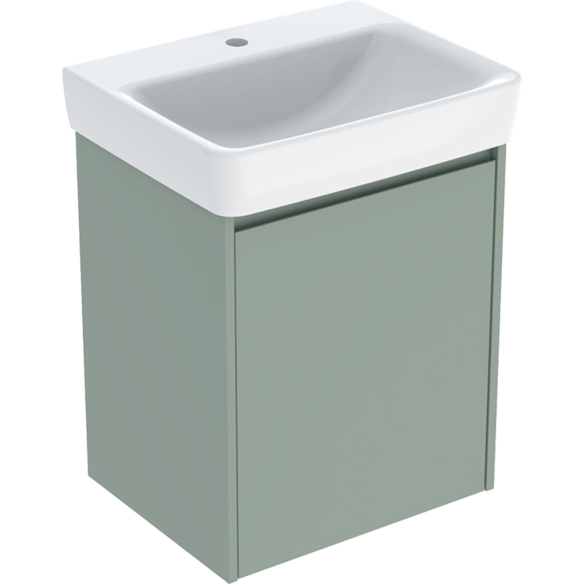 Geberit Selnova Square zestaw umywalki z szafką 55x69,7x44cm, z jednymi drzwiami, kolor szałwiowozielony, lakierowany jedwabny mat 504.133.IK.1