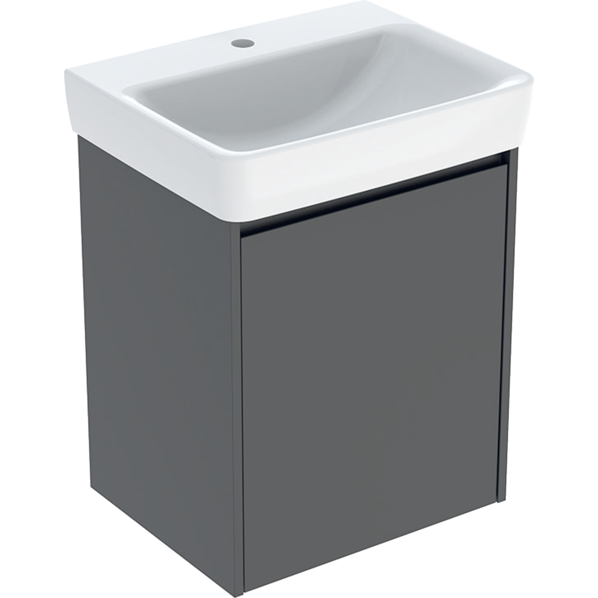 Geberit Selnova Square zestaw umywalki z szafką 55x69,7x44cm, z jednymi drzwiami, kolor lava, lakierowany jedwabny mat 504.133.JK.1