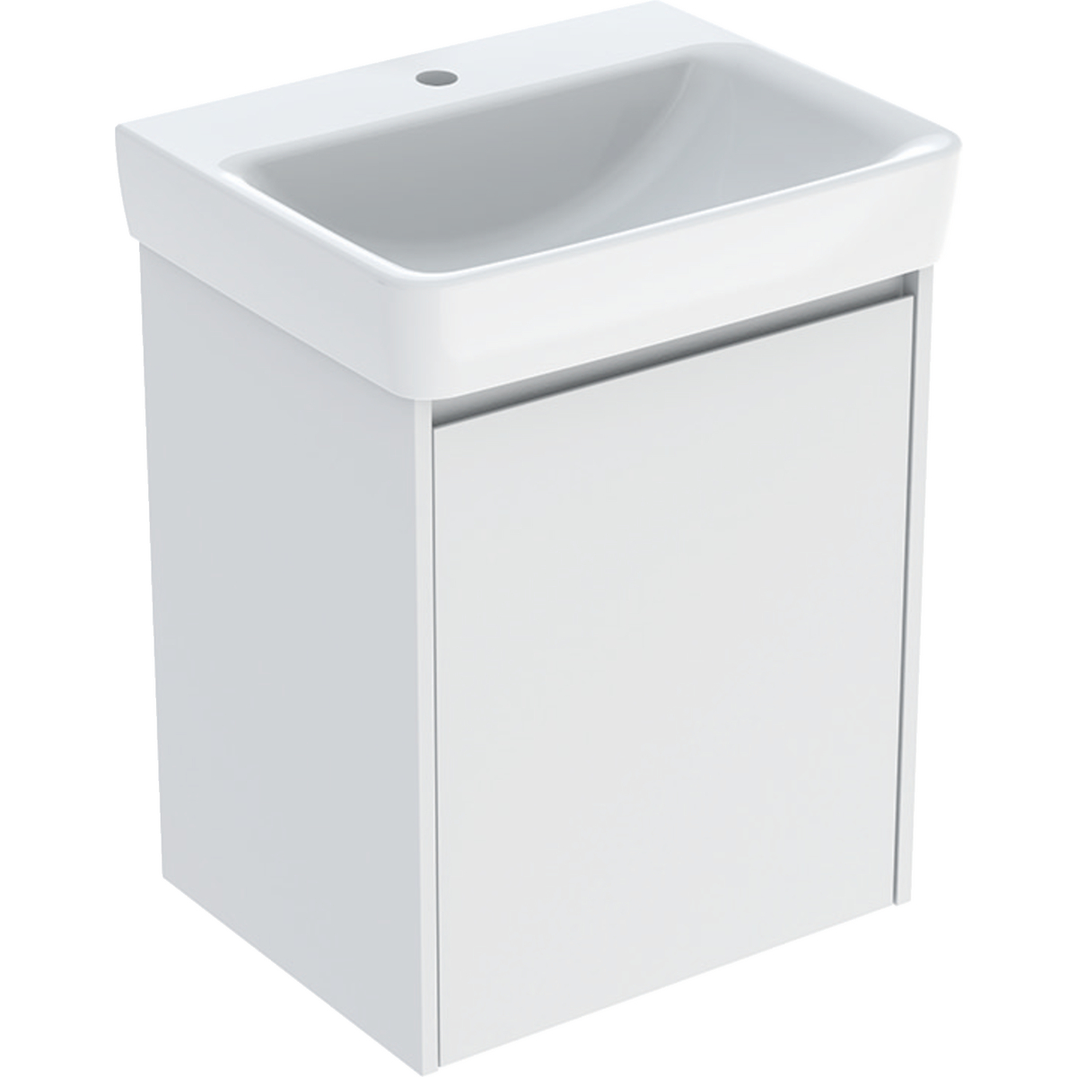 Geberit Selnova Square zestaw umywalki z szafką 55x69,7x44cm, z jednymi drzwiami, kolor biały, lakierowany jedwabny mat 504.133.00.1