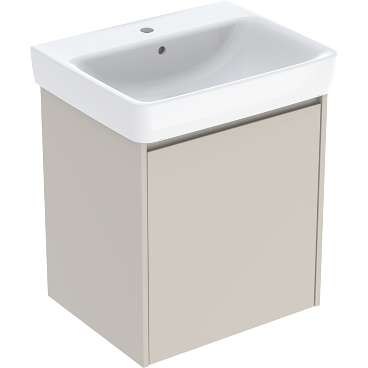 Geberit Selnova Square zestaw umywalki z szafką 60x69,7x48cm, z jednymi drzwiami, kolor piaskowoszary, lakierowany jedwabny mat 504.134.DB.1