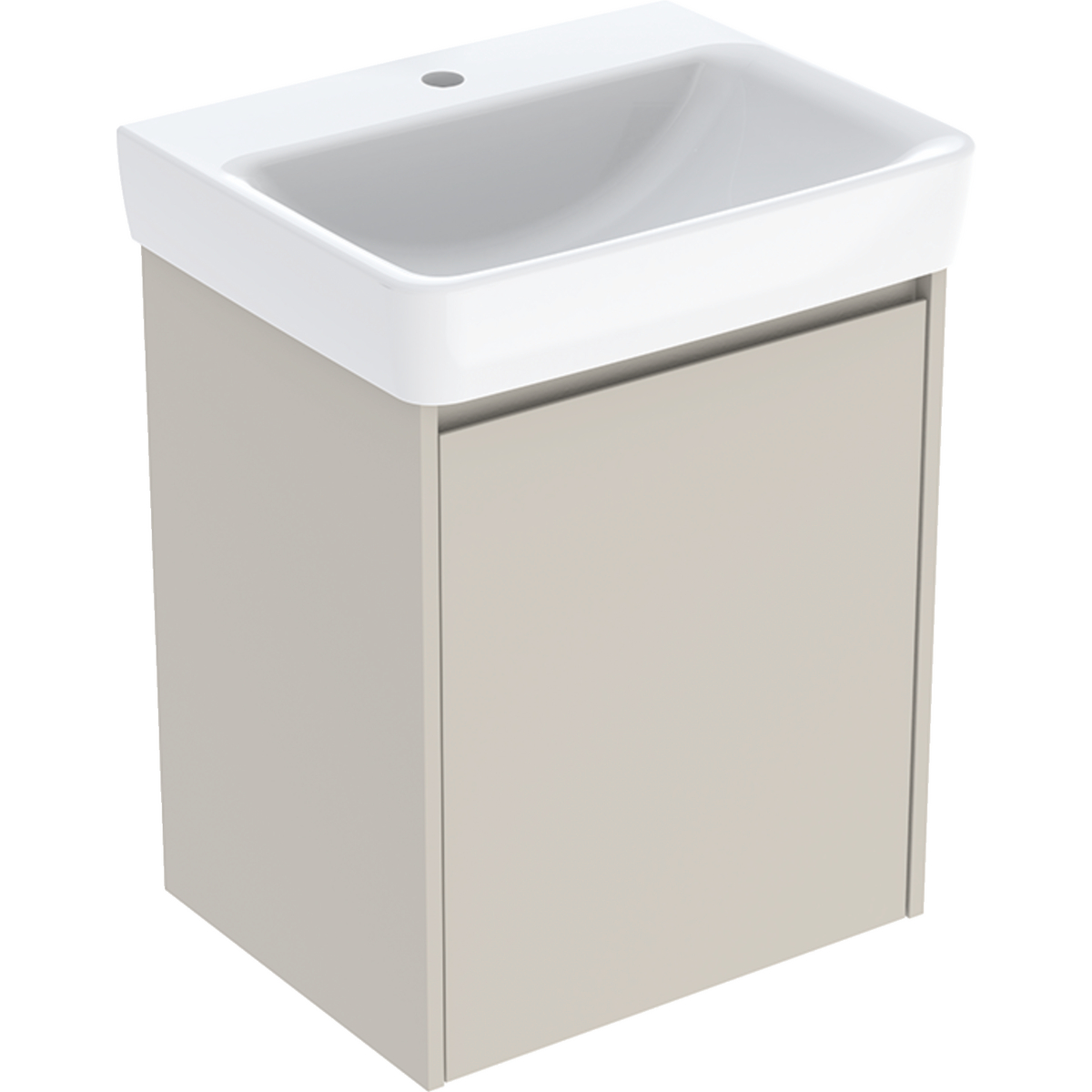 Geberit Selnova Square zestaw umywalki z szafką 55x69,7x44cm, z jednymi drzwiami, kolor piaskowoszary, lakierowany jedwabny mat 504.133.DB.1