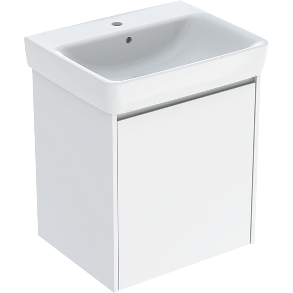 Geberit Selnova Square zestaw umywalki z szafką 60x69,7x48cm, z jednymi drzwiami, kolor biały, lakierowany jedwabny połysk 504.134.01.1