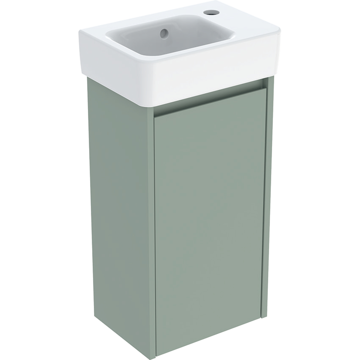 Geberit Selnova Square zestaw umywalki z szafką 36x69,7x25cm, z jednymi drzwiami, kolor szałwiowozielony, lakierowany jedwabny mat 504.130.IK.1