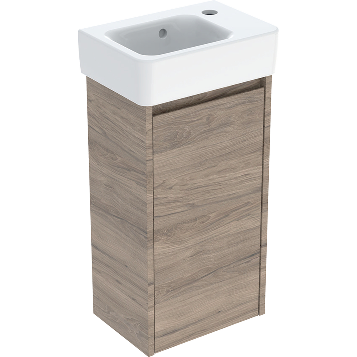 Geberit Selnova Square zestaw umywalki z szafką 36x69,7x25cm, z jednymi drzwiami, kolor orzech hickory, melaminowa struktura drewna 504.130.JR.1