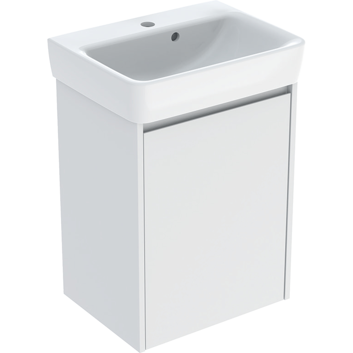 Geberit Selnova Square zestaw umywalki z szafką 50x69,7x38cm, z jednymi drzwiami, kolor biały, lakierowany jedwabny mat 504.132.00.1