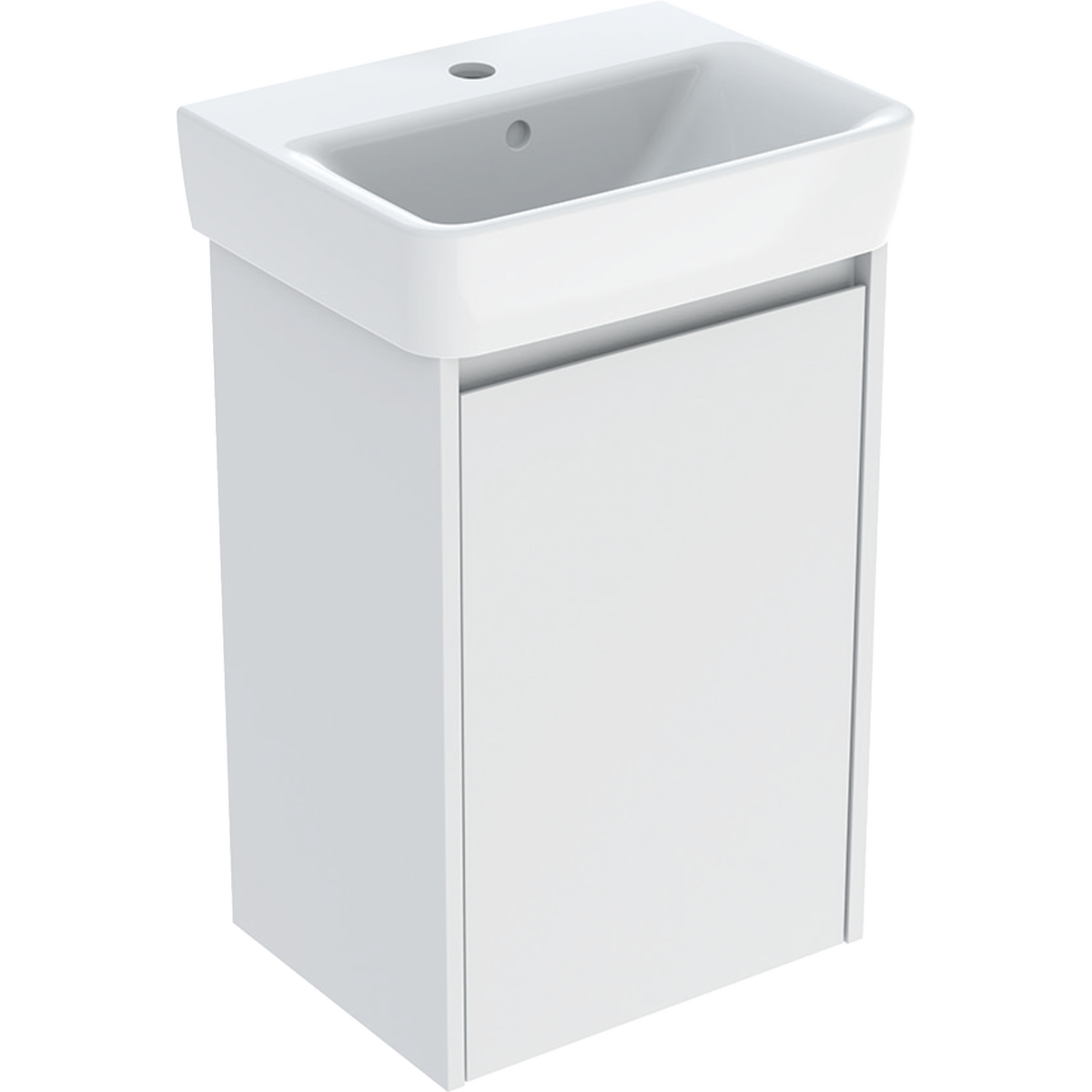 Geberit Selnova Square zestaw umywalki z szafką 45x69,7x34cm, z jednymi drzwiami, kolor biały, lakierowany jedwabny mat 504.131.00.1
