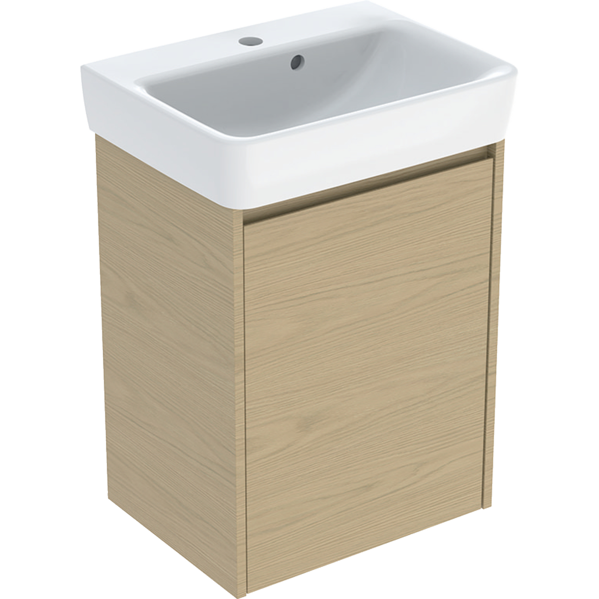 Geberit Selnova Square zestaw umywalki z szafką 50x69,7x38cm, z jednymi drzwiami, kolor dąb naturalny, melaminowa struktura drewna 504.132.PS.1