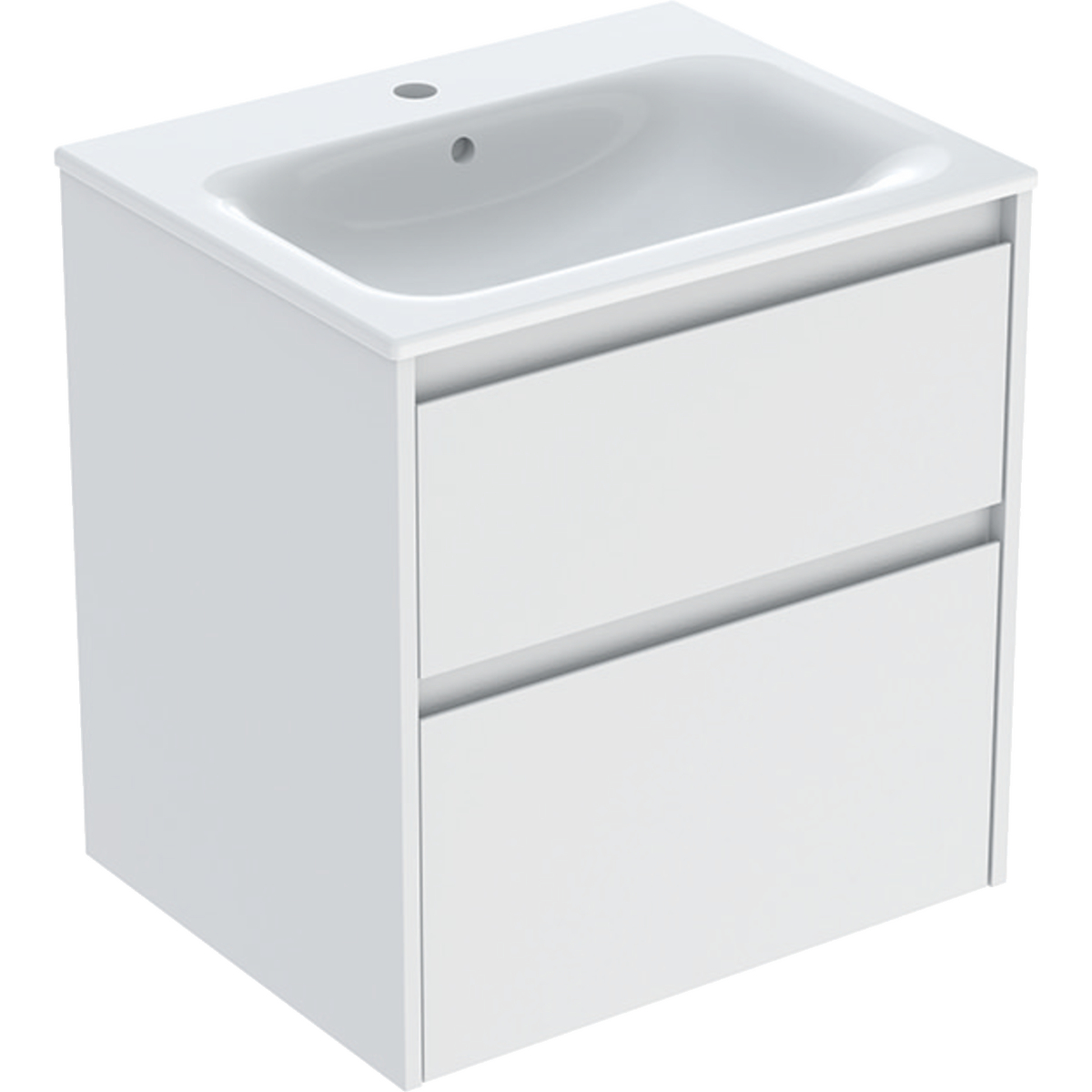 Geberit Selnova Square zestaw umywalki z szafką 60x62,1x48cm, z 2 szufladami, kolor biały, lakierowany jedwabny mat 504.138.00.1