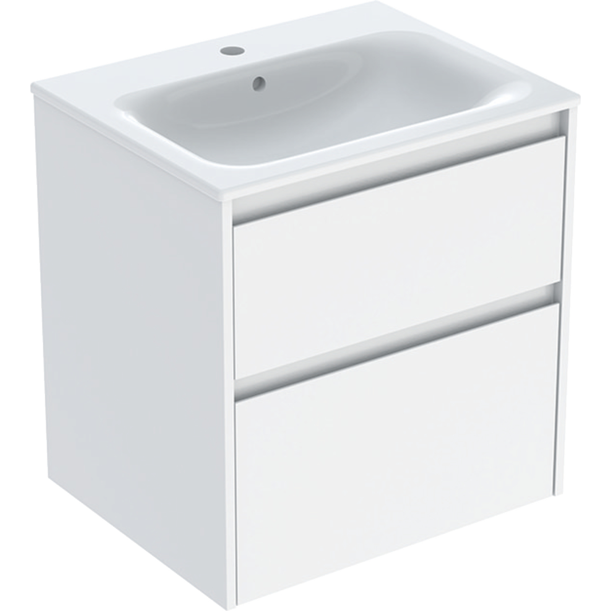 Geberit Selnova Square zestaw umywalki z szafką 60x62,1x48cm, z 2 szufladami, kolor biały, lakierowany jedwabny połysk 504.138.01.1