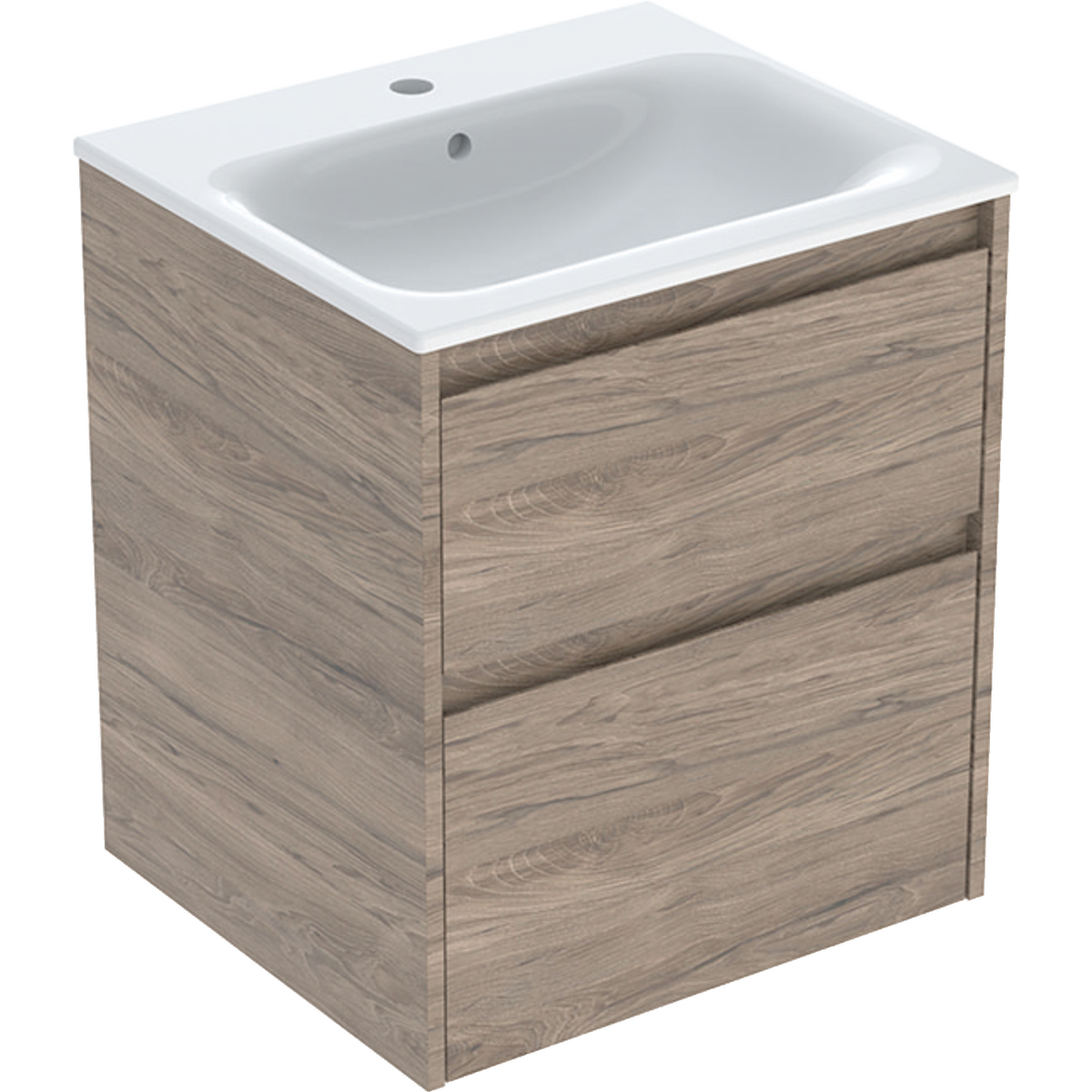 Geberit Selnova Square zestaw umywalki z szafką 55x62,1x48cm, z 2 szufladami, kolor orzech hickory, melaminowa struktura drewna 504.137.JR.1