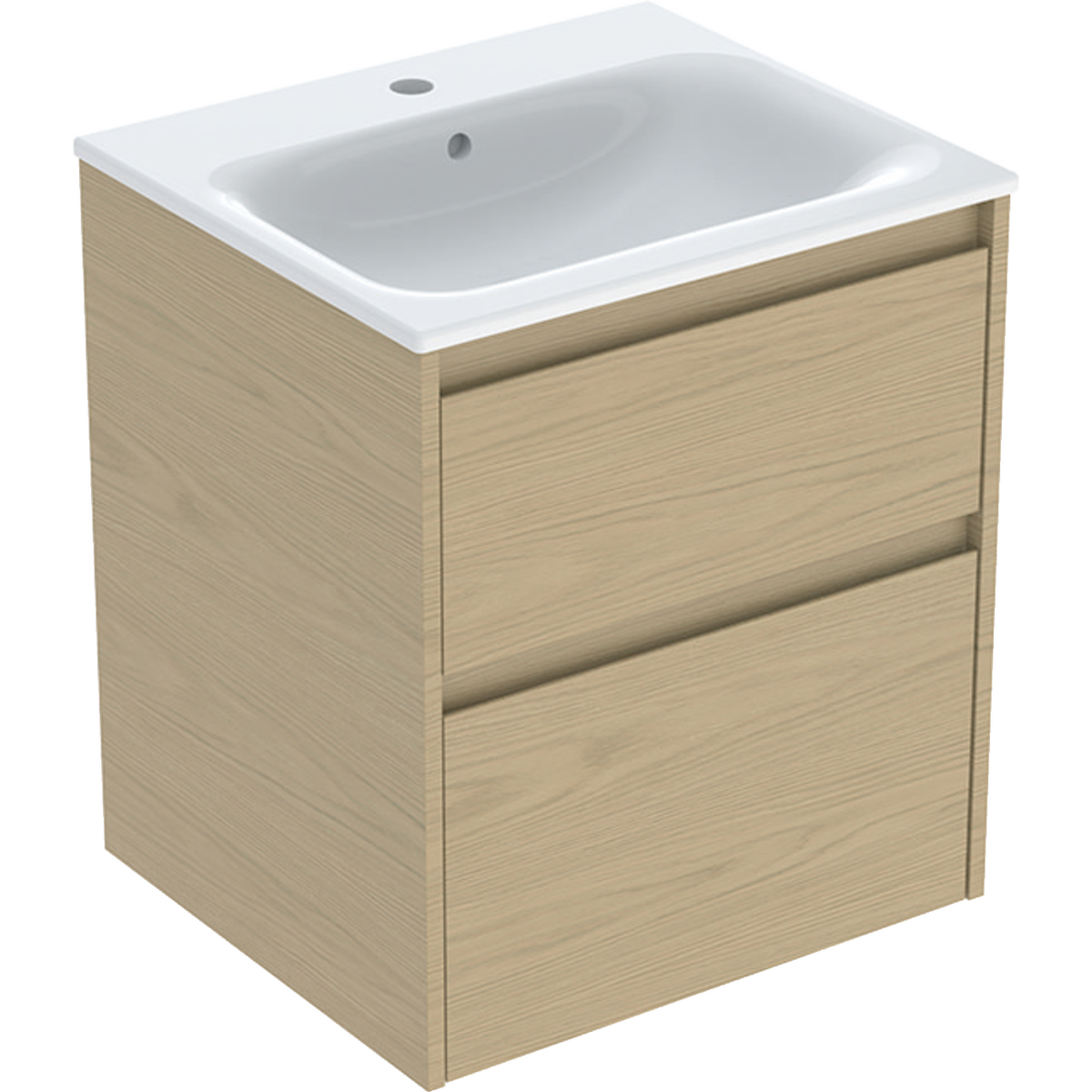Geberit Selnova Square zestaw umywalki z szafką 55x62,1x48cm, z 2 szufladami, kolor dąb naturalny, melaminowa struktura drewna 504.137.PS.1