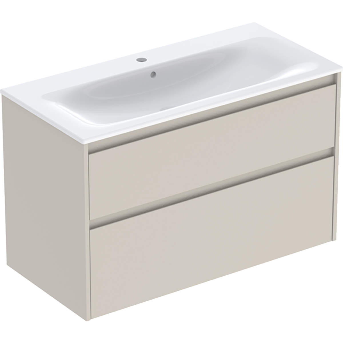 Geberit Selnova Square zestaw umywalki z szafką 100x62,1x48cm, z 2 szufladami, kolor piaskowoszary, lakierowany jedwabny mat 504.140.DB.1