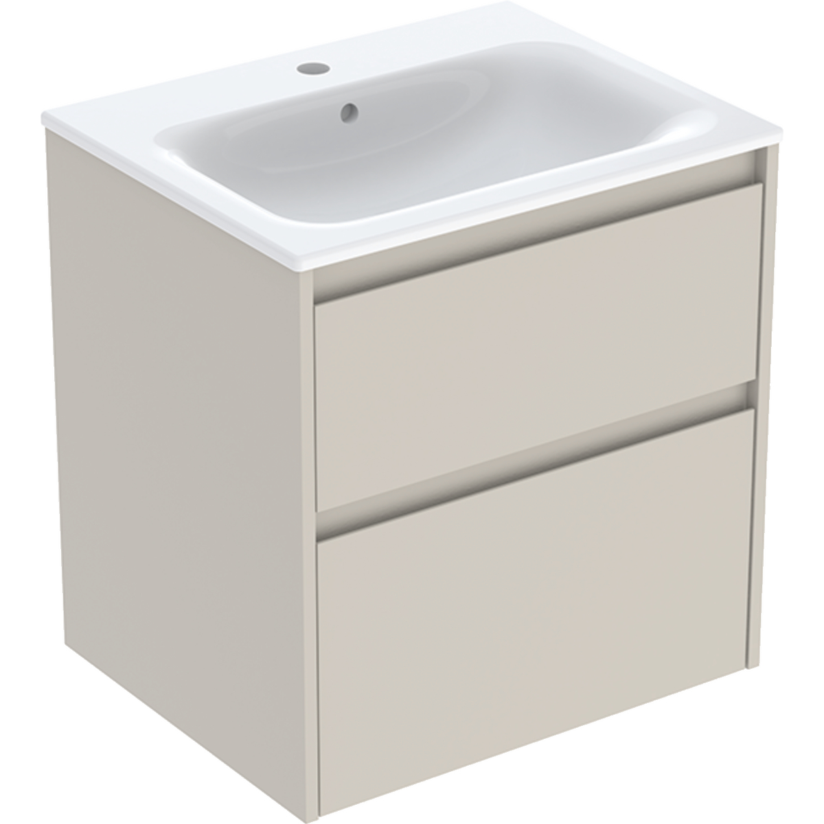 Geberit Selnova Square zestaw umywalki z szafką 60x62,1x48cm, z 2 szufladami, kolor piaskowoszary, lakierowany jedwabny mat 504.138.DB.1