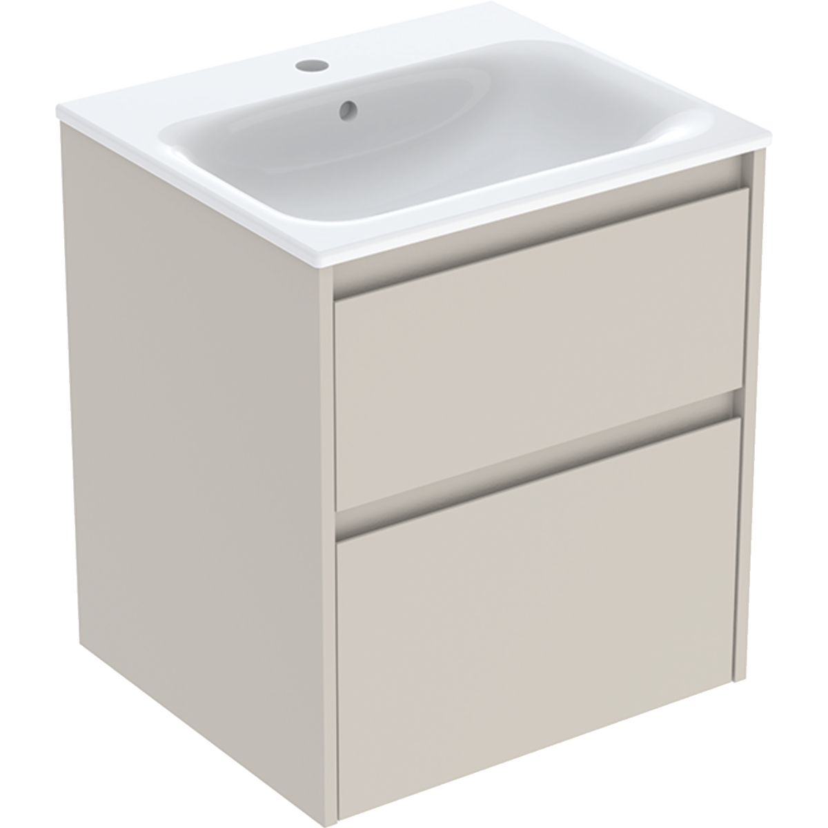 Geberit Selnova Square zestaw umywalki z szafką 55x62,1x48cm, z 2 szufladami, kolor piaskowoszary, lakierowany jedwabny mat 504.137.DB.1