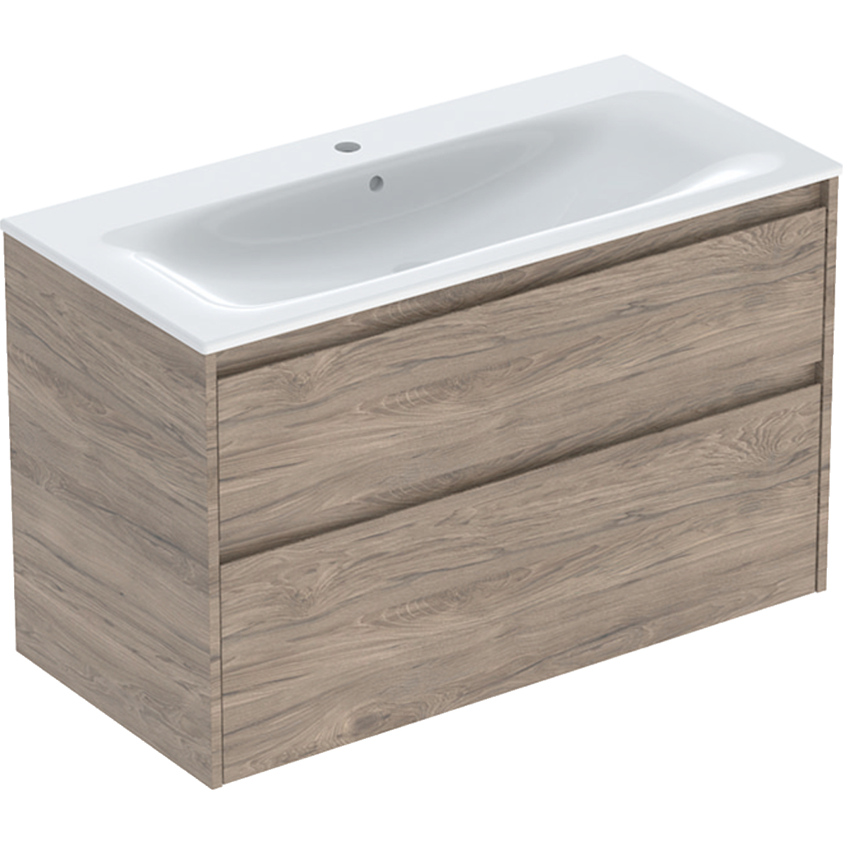 Geberit Selnova Square zestaw umywalki z szafką 100x62,1x48cm, z 2 szufladami, kolor orzech hickory, melaminowa struktura drewna 504.140.JR.1