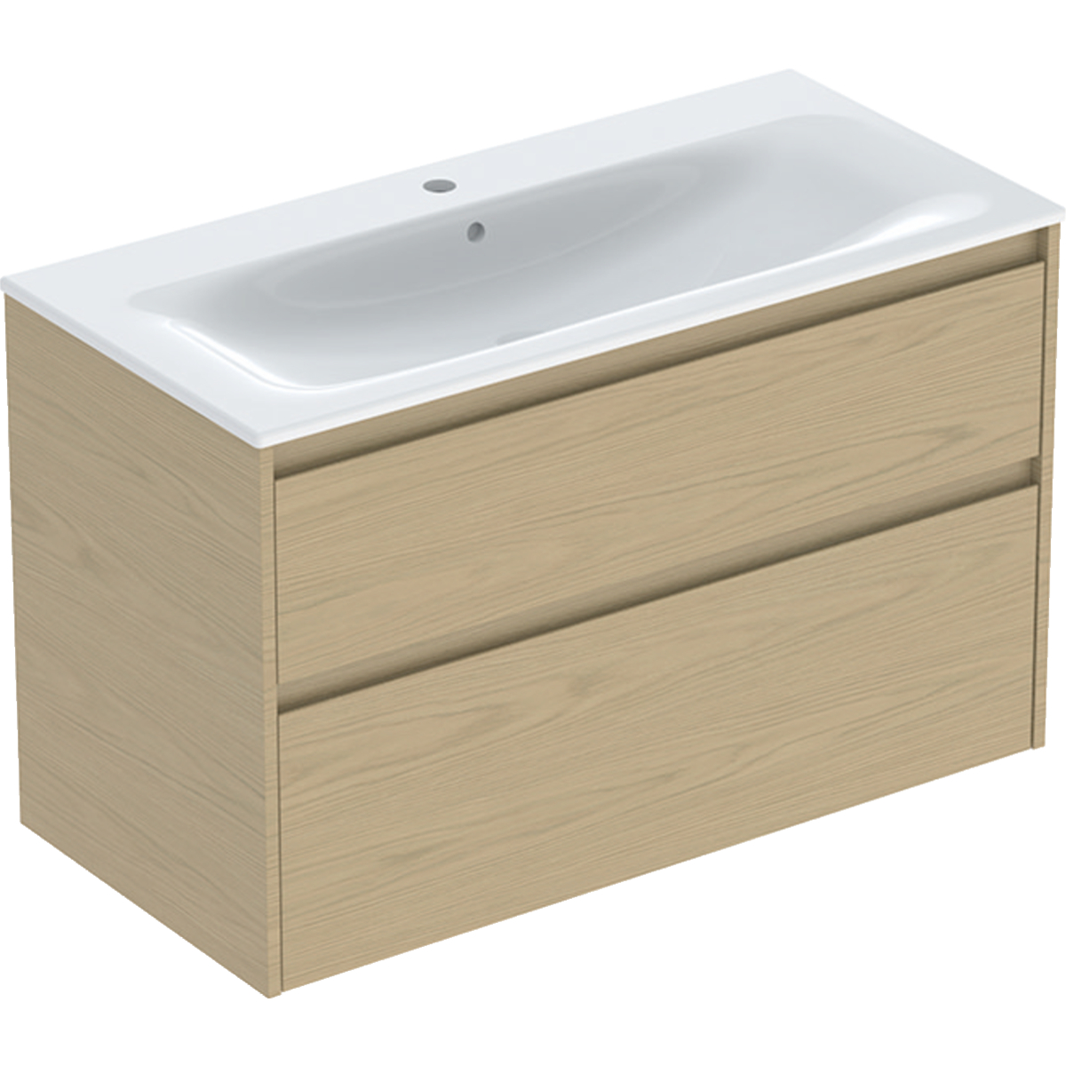 Geberit Selnova Square zestaw umywalki z szafką 100x62,1x48cm, z 2 szufladami, kolor dąb naturalny, melaminowa struktura drewna 504.140.PS.1