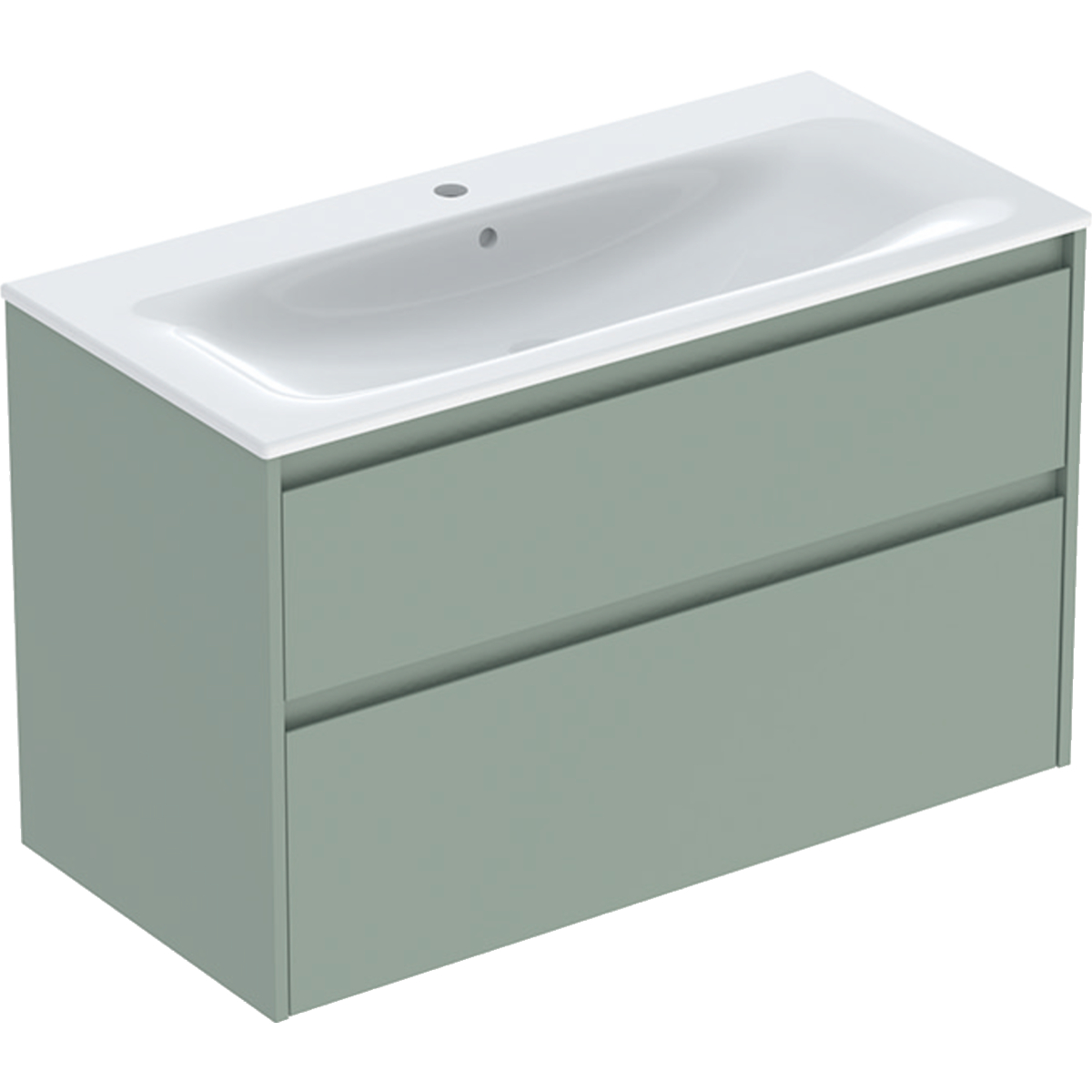 Geberit Selnova Square zestaw umywalki z szafką 100x62,1x48cm, z 2 szufladami, kolor szałwiowozielony, lakierowany jedwabny mat 504.140.IK.1