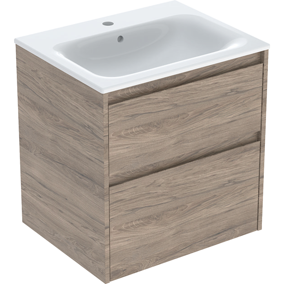 Geberit Selnova Square zestaw umywalki z szafką 60x62,1x48cm, z 2 szufladami, kolor orzech hickory, melaminowa struktura drewna 504.138.JR.1