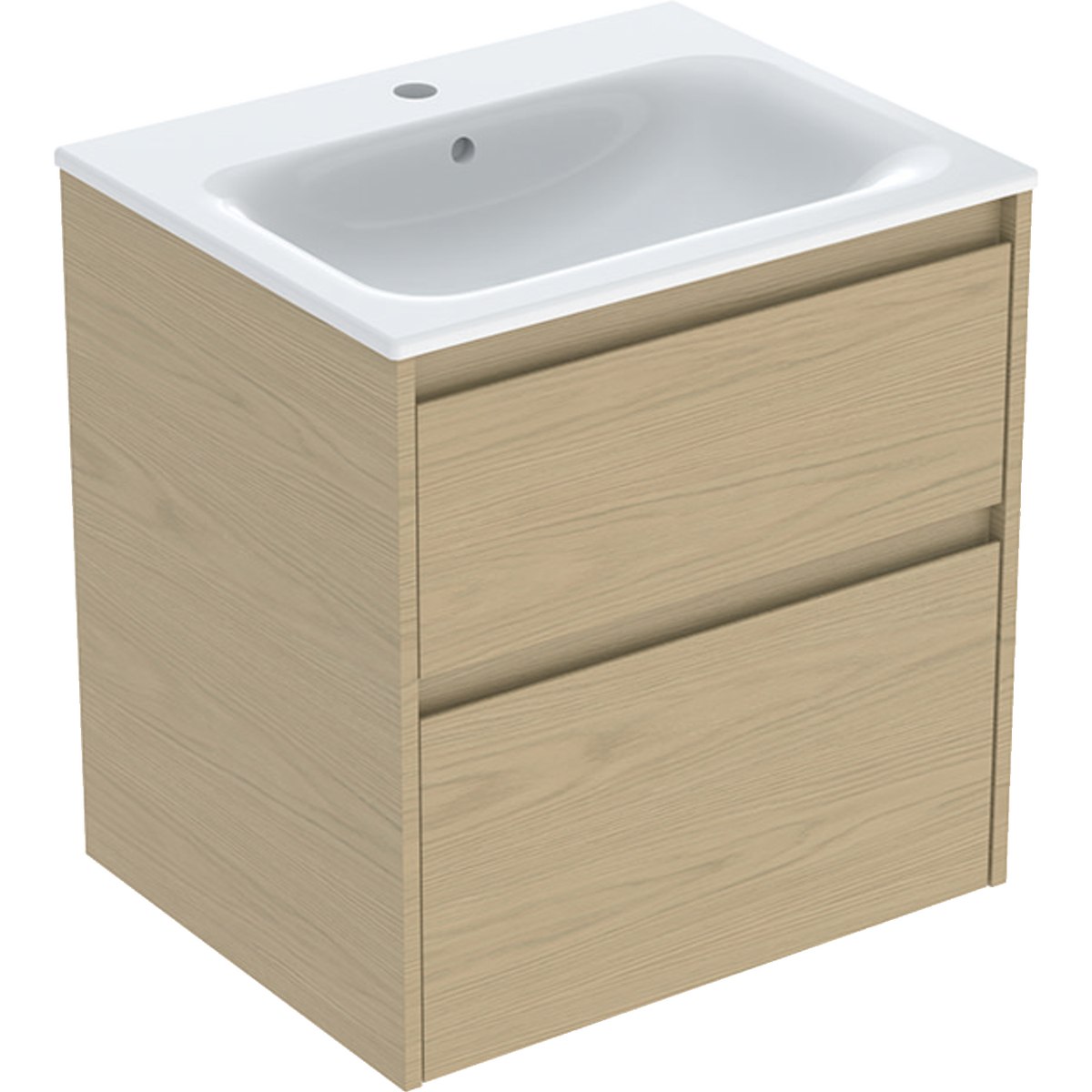 Geberit Selnova Square zestaw umywalki z szafką 60x62,1x48cm, z 2 szufladami, kolor dąb naturalny, melaminowa struktura drewna 504.138.PS.1