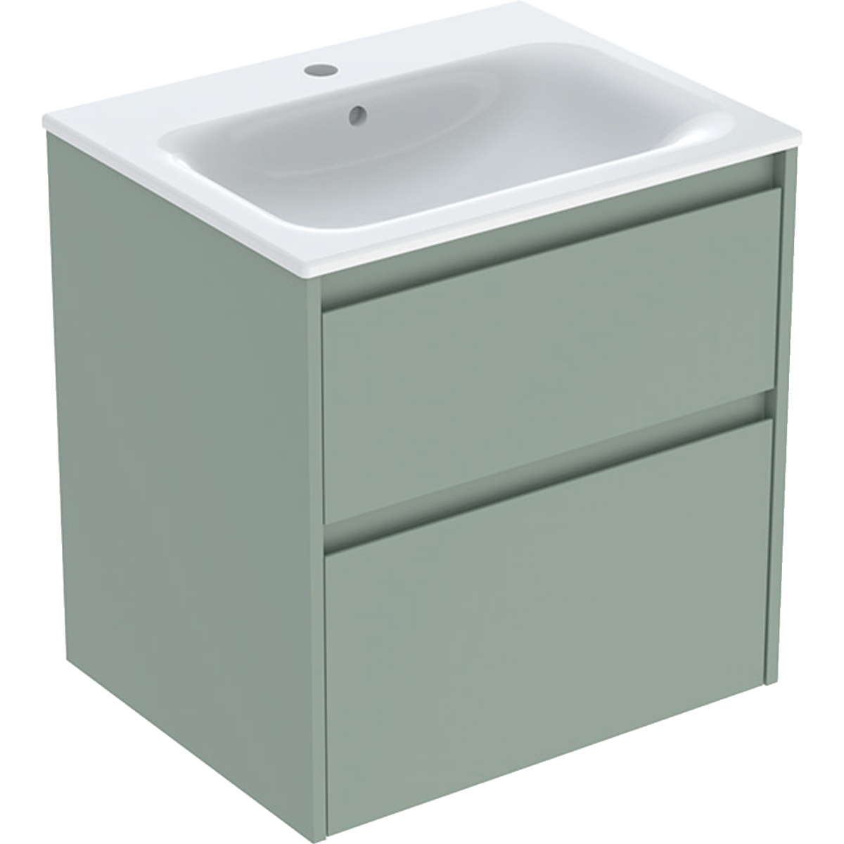 Geberit Selnova Square zestaw umywalki z szafką 60x62,1x48cm, z 2 szufladami, kolor szałwiowozielony, lakierowany jedwabny mat 504.138.IK.1