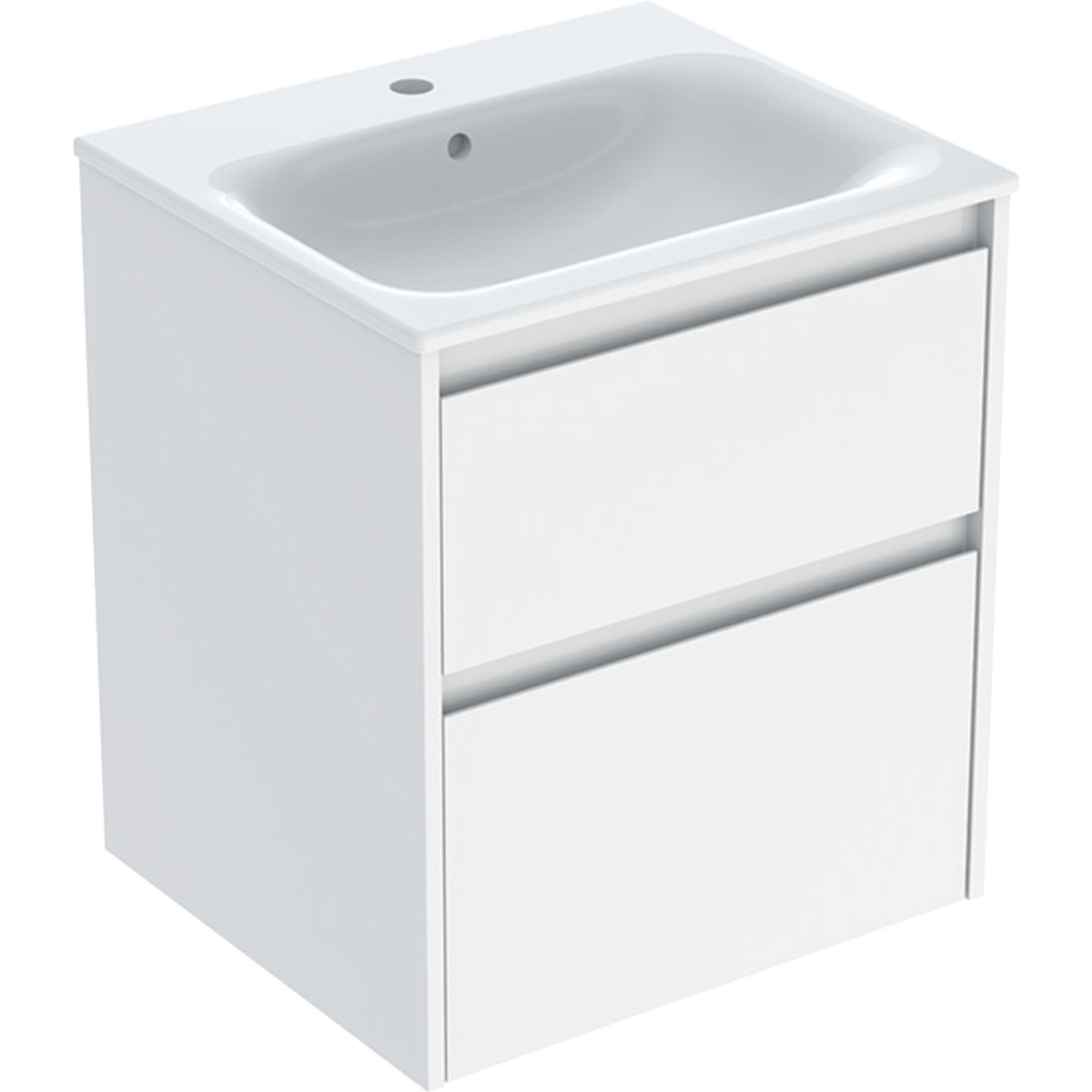 Geberit Selnova Square zestaw umywalki z szafką 55x62,1x48cm, z 2 szufladami, kolor biały, lakierowany jedwabny połysk 504.137.01.1