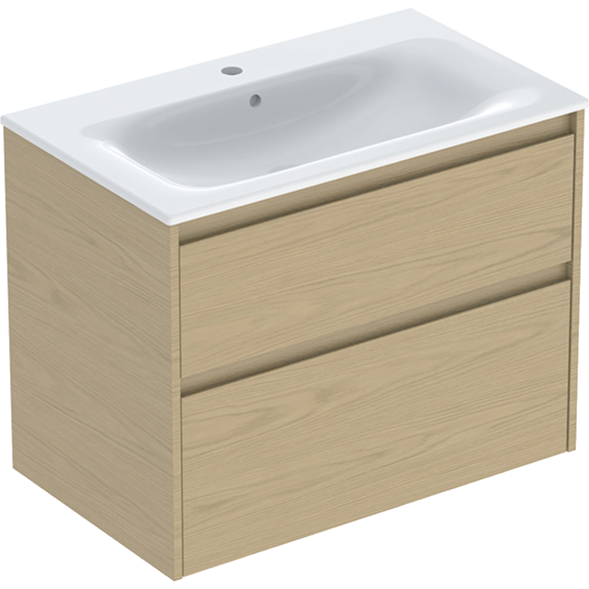 Geberit Selnova Square zestaw umywalki z szafką 80x62,1x48cm, z 2 szufladami, kolor dąb naturalny, melaminowa struktura drewna 504.139.PS.1