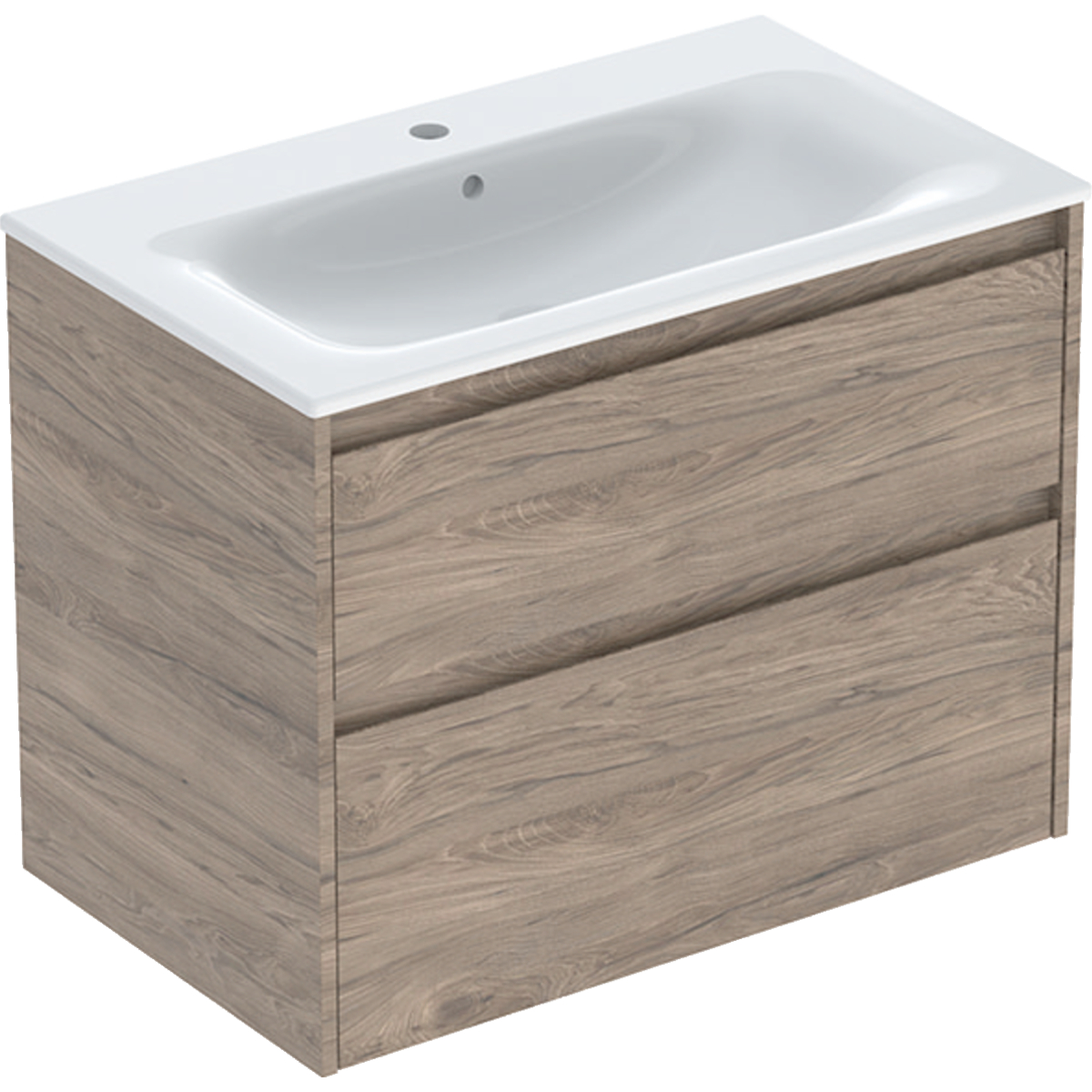 Geberit Selnova Square zestaw umywalki z szafką 80x62,1x48cm, z 2 szufladami, kolor orzech hickory, melaminowa struktura drewna 504.139.JR.1