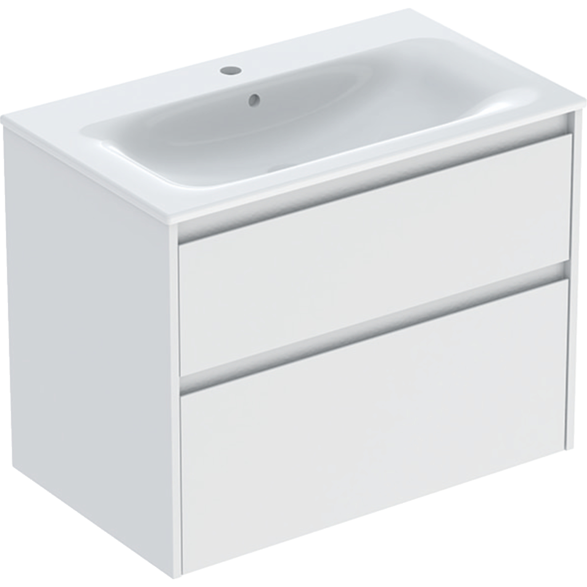 Geberit Selnova Square zestaw umywalki z szafką 80x62,1x48cm, z 2 szufladami, kolor biały, lakierowany jedwabny mat 504.139.00.1