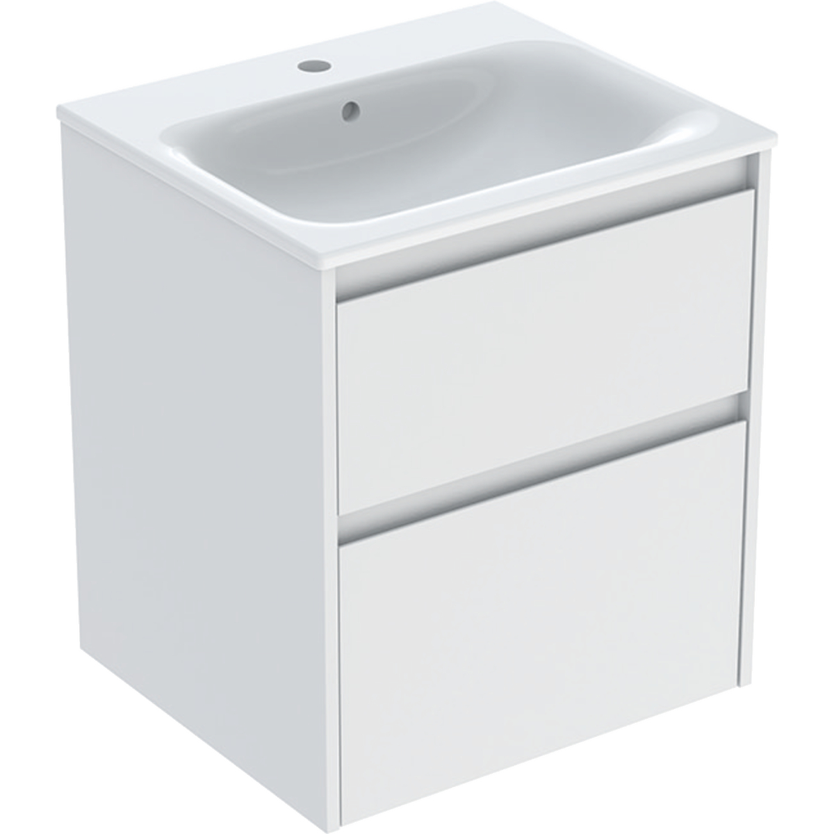 Geberit Selnova Square zestaw umywalki z szafką 55x62,1x48cm, z 2 szufladami, kolor biały, lakierowany jedwabny mat 504.137.00.1